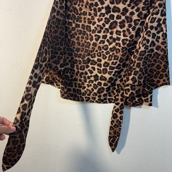 Good American Ladies Sarong Wrap Skirt Brown Black Leopard 0-4 XS-XL Cover-up - Picture 9 of 12